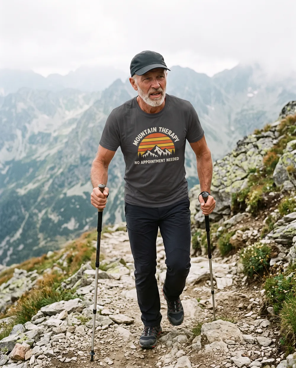Runner wearing the Mountain Therapy tee
